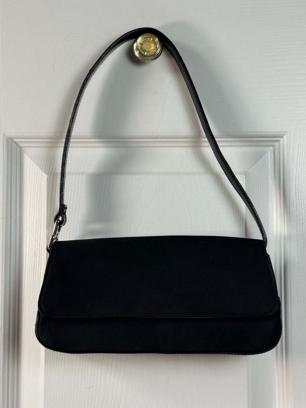 Vintage Y2K Liz Claiborne Black Baguette Shoulder Minimalist Office Siren Purse